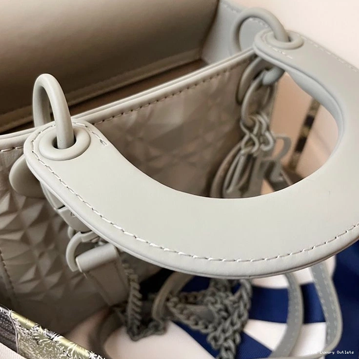 Cheap Bag Lady Cannage Frosted Mini Calfskin Ultramatte Grey Dior 0710 Luxury